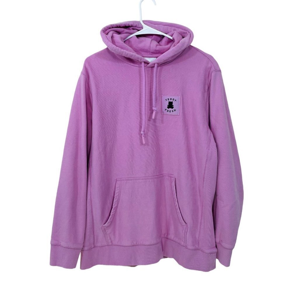 Teddy Fresh Women's Large Hoodie Pink Sweatshirt Thick Cotton Logo
